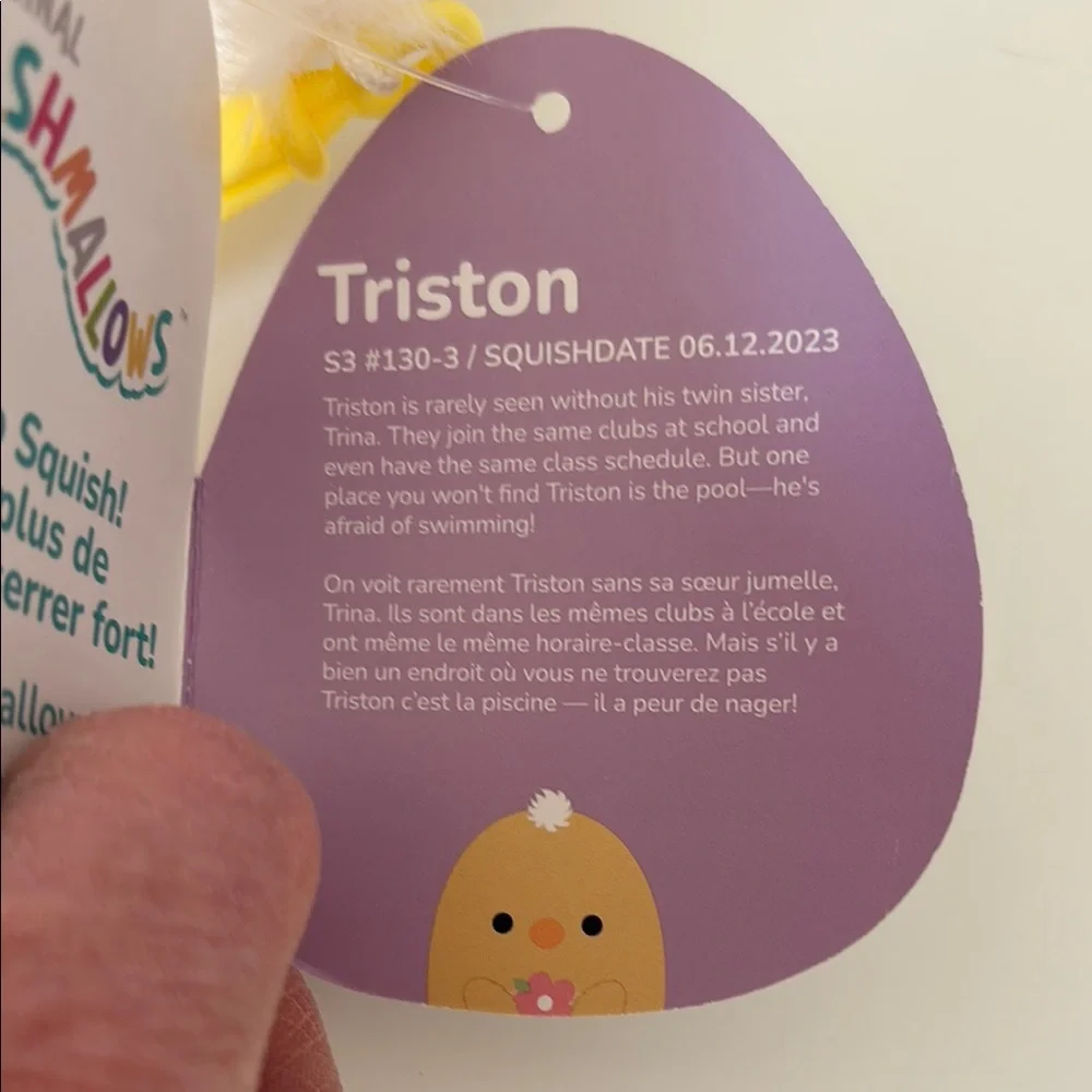 Triston the Easter Chick clip- on Squishmallows